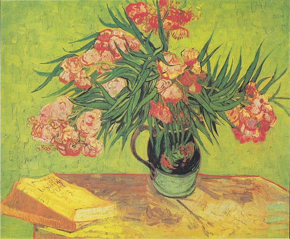 Van Gogh Vase mit Oleander und Bücher